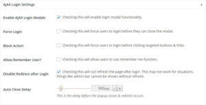 Login Modal without Redirect Settings